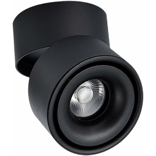 Justerbar Overflademonteret Spotlight 7W LED Loftlamper Loftlampe Justerbar Vinkel Vægslampe, COB, 360° Drejelig Kold Hvid 6000k, Sort