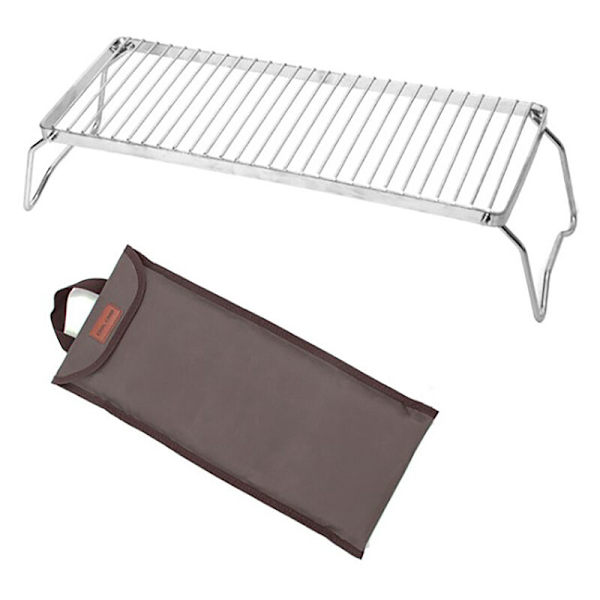 COOLCAMP Udendørs Camping Forlænget Rustfrit Stål Brænder Rack Foldbar Bærbar Gryde Rack Hylde Beslag Afløb Rack Grill Rack