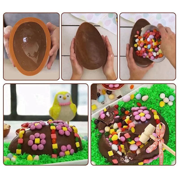 Sæt med 2 påskeæg chokoladeforme, silikone ægform, ægformede påske chokoladeforme, non-stick ægform