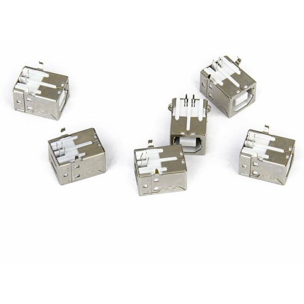 6 stk USB Type B-kontaktplugg med rett vinkel