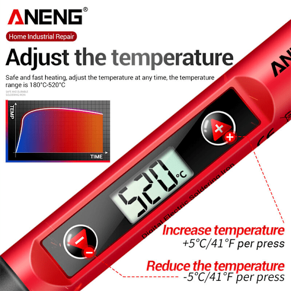 Elektrisk Lödkolv 60W Digital Display Justerbar Temperatur 180 grader - 520 grader Keramisk Uppvärmning Intern Termisk Svetsverktyg