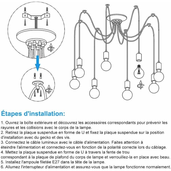 Hengende Edison 2 Meter Justerbar Taklampe Edderkopplys Metalltråd Bur Hengelampe Lysekrone Moderne Industriell Lysende Lys (Pære IKKE