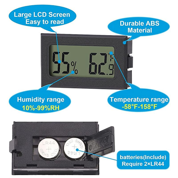 8 Pak Mini Termometer Hygrometer LCD Display Elektronisk Digital Termometer Hygrometer Temperatur Fugtighedsmåler