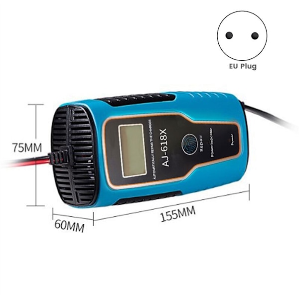 Til bil og motorcykel 6A 12V europæisk standard stik batterioplader strøm impuls reparation opladning blysyre EU
