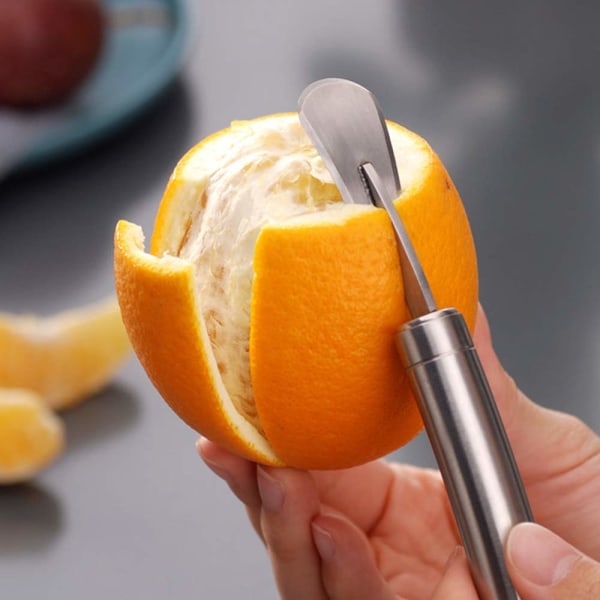 Citrusskræller - Skærer i rustfrit stål - Skæreskræller - Humaniseret design Buet håndtag Frugtværktøj Køkkenudstyr