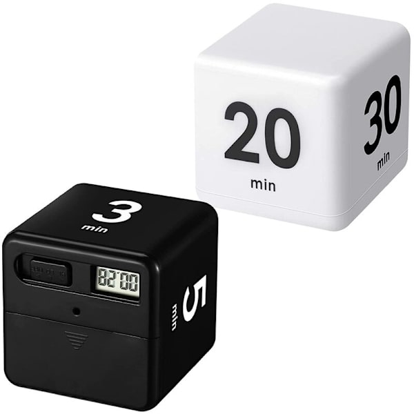 2 stk. Kvadratiske Timere Gravity Sensor Flip Timer Køkken Timer til Tidshåndtering og Nedtælling 1-3-5-10, 15-20-30-60 Minutter