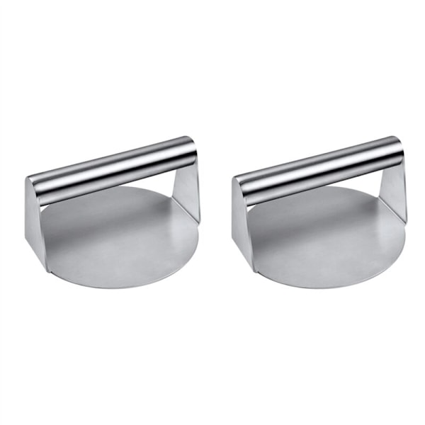 2X Rostfria hamburgarepress, 5,5 tum rund hamburgarepress, non-stick bacon och biff grillpress,