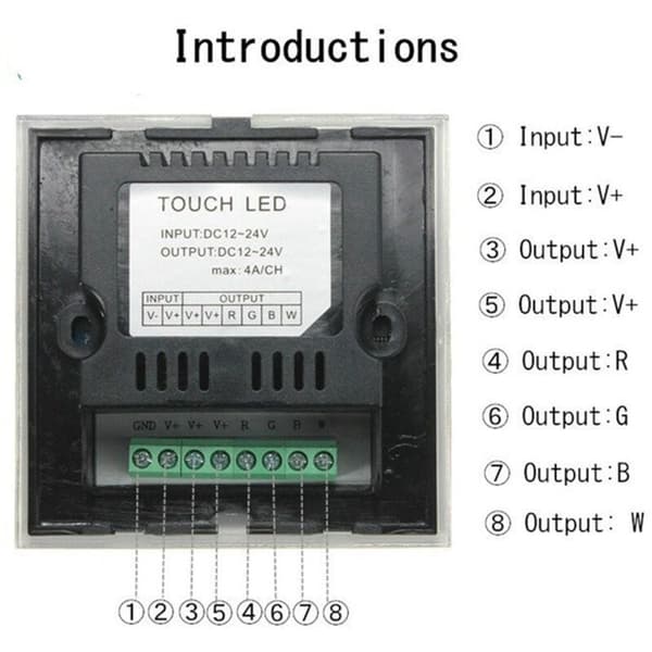 DC12V-24V RGB/RGBW Touch Screen Controller Glaspanel Dimmer Controller til LED Strip Lampe Hvid