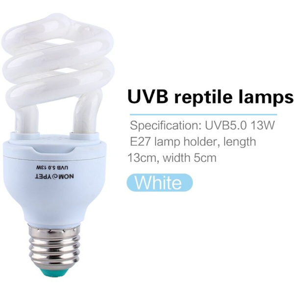 13W UVB 5.0 E27 Sockel Energibesparende Skildpadde Slange Reptil Pære UV Lampe HG