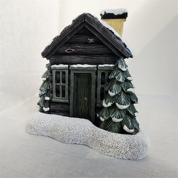 Log Cabin Snowy Incense Cone Burner, Julbrasa Stuga Rökelse Brännare, Aromaterapi Prydnad, Rumsrökelse