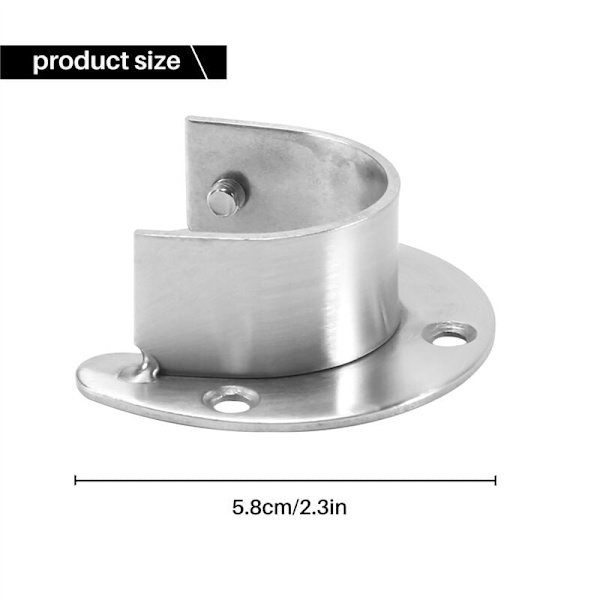 4-pack kraftiga skåpändkåpor i rostfritt stål, garderobsstolpsockel, flänsstångsstöd med skruvar, 1 - 1/3 tum diameter (U-form)