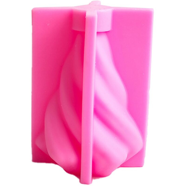Roterende Kegle Lysform Bølge Stribet Aromaterapi Lys Silikonform DIY Buet Kolonne Gips Harpiksforme (L)