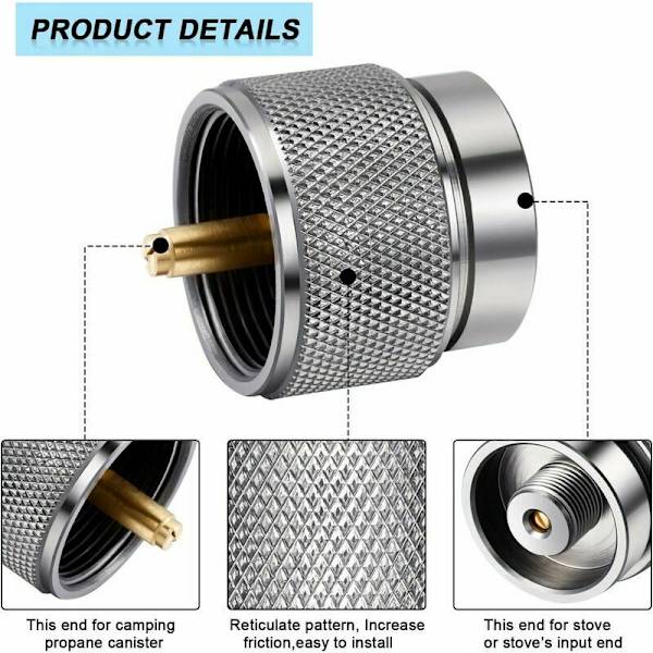 Campingköksadapter för 1 lb Propantank, Liten Tank Inlopp/Utlopp, Yttre Cylinder LPG-Adapter