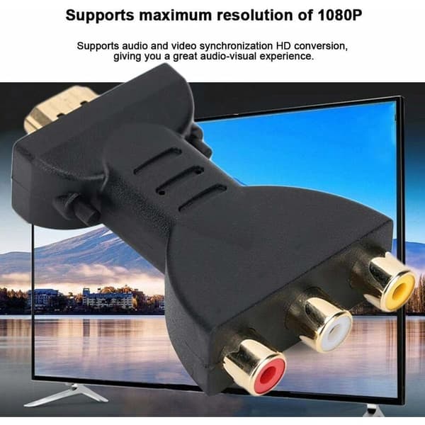 HDMI til AV-adapter - 1080P HDMI til RGB lyd-video-synkroniseringsadapter til RCA-komponentkonverter