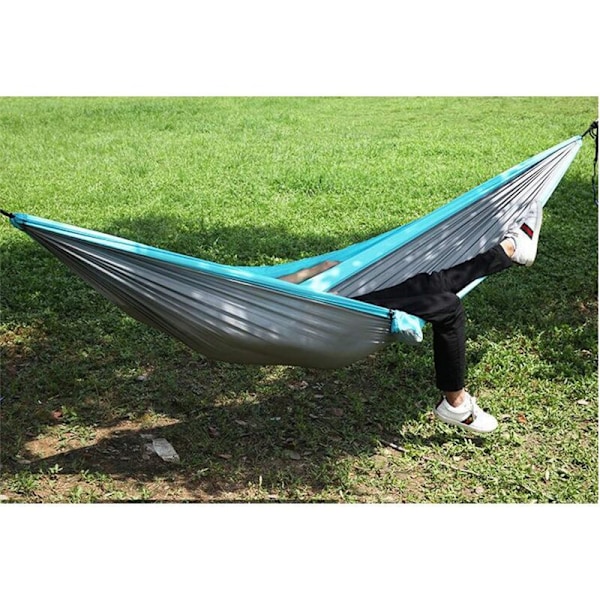 Utomhus Hängmatta för Trädgård Resor Ultralätt Dubbellager Hållbar Fallskärmsnylon Max Last 300KG 270x140cm 2 Karabiner 2 Remmar Camping Hängmatta Vandring