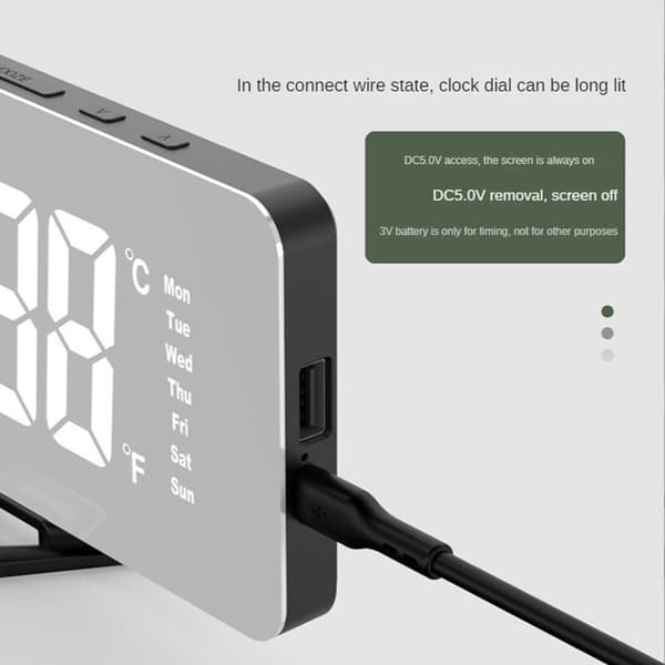LED Digital Projektionsväckarklocka Elektronisk Bordsväckarklocka Tidsprojektor Sovrum Sängbordsur Vit