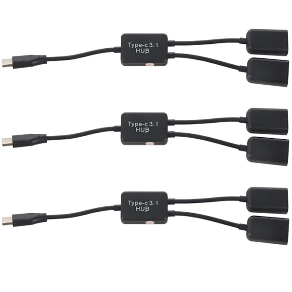 3X Type C OTG USB-uros-liitäntä Dual 2.0 latauskeskitin 2 porttia kaapeli Y-jakaja