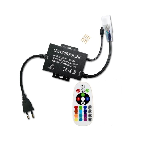 LED-belysning 24-tasters RF-fjernbetjening til 5050 SMD RGB LED-strimler Sort