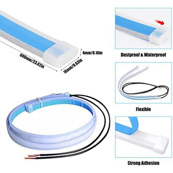 LED-lyslist for bil, hvitt blinklys, gult lys, kjørelys, vanntett for SUV-lastebil, 24 tommer, 2 stk