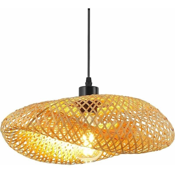 Retro taklampe, bambushatt rotting pendellampe 40 cm veving baderom taklampe E27 kreativ takbelysning for spisestue stue