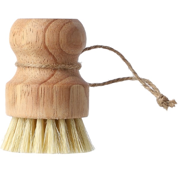 Bamboo Pyöreä 1kpl Mini-astianpesuharja Luonnollinen kuurausharja Kestävä kuiduilla varustettu kuuraus- ja set kattiloiden, pannujen ja vihannesten puhdistamiseen