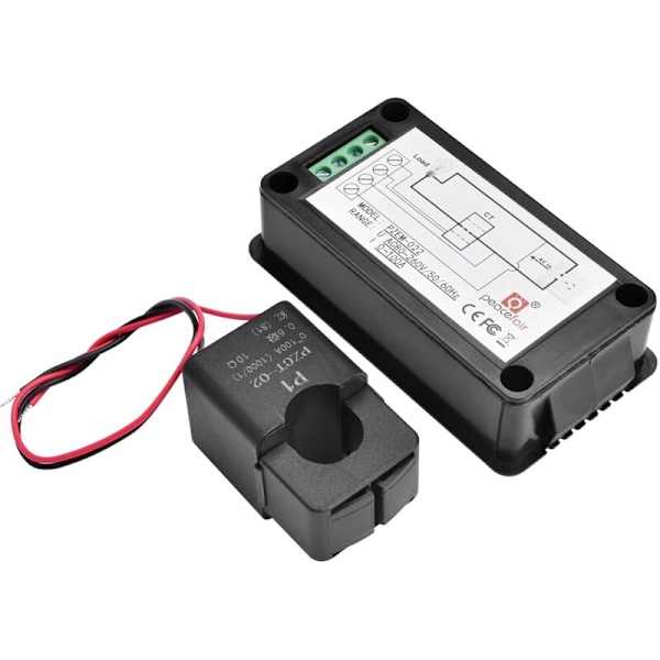 LCD Digital Amperemeter Voltmeter AC 80-260V 100A, 6-i-1 Strömmätare Solpanel Hushållsström, Öppen Energimätare CT Strömmeter