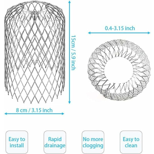 4 Flexibla aluminiumrännor Diameter 8cm Galler Galler Stoppa Löv Crapaudine Sil Galler Rännskydd för att skydda rännan mot löv Tak