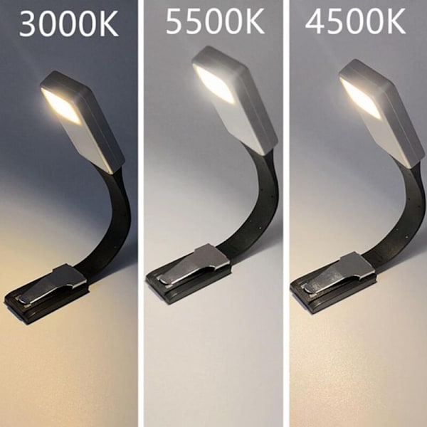 Lukuvalo LED-lukuvalo USB-ladattava lukuvalo 3 tilaa portaaton kirkkaus 360° joustava joutsenkaula-kiinnitteinen lamppu sänkyyn yölukemiseen