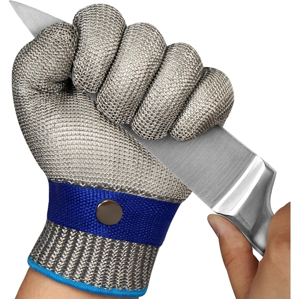 Anti-Cut-handsker Skærefaste handsker Skærefaste Grade 5 Rustfrit stål Slidfaste Wire-handsker (XL - Samlet længde 25,5 cm)