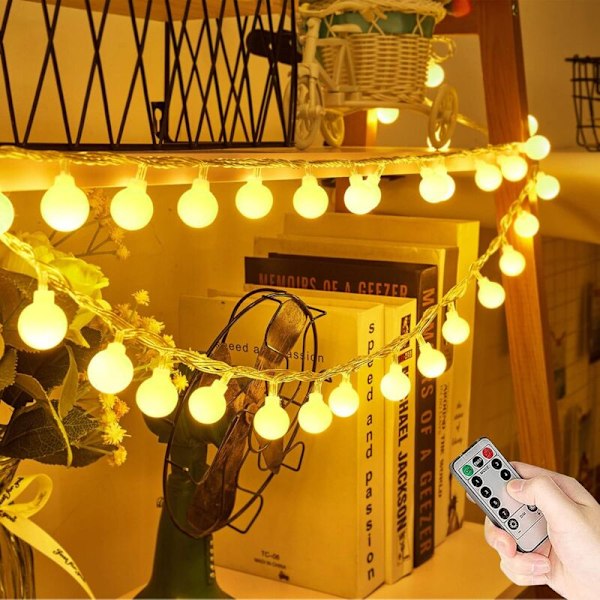 Utomhus/Inomhus Strängljus, 10m 80 LED Vattentäta, Batteridrivna, 8 Lägen med Timer Fjärrkontroll, för Trädgård, Bröllop, Fest, Juldekoration