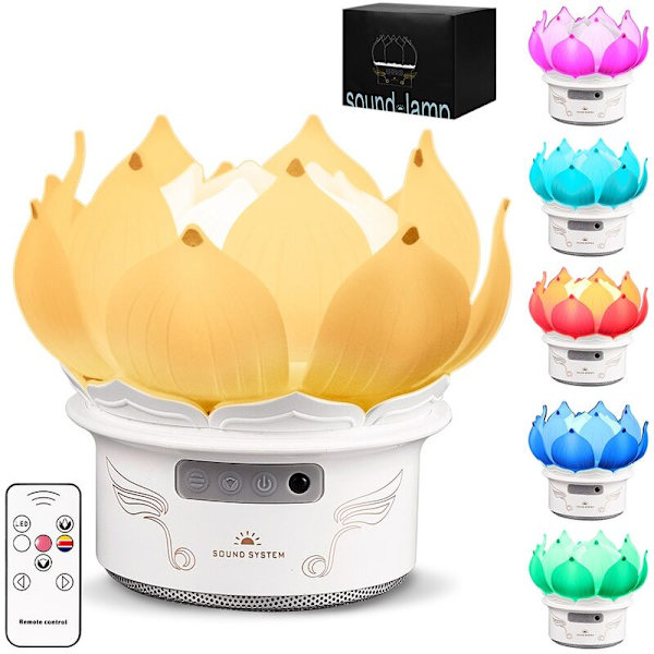 Lotusblomma Nattlampa USB-gränssnitt 7 Färger Bluetooth-högtalare Atmosfärslampa Sovrumsdekoration Nattlampa för Gåvor