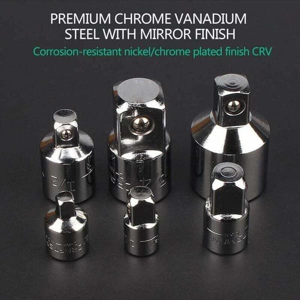 6-delt adapter- og reduktionssæt 1/4, 1/4, 3/8, 1/2 Ratchet/Sockets/Extension Conversion Kit