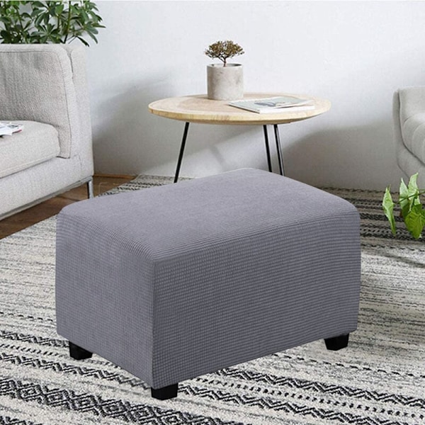 Lett å leve Stretch Ottoman Trekk Folding Oppbevaringskrakk Møbelbeskytter Myk Rektangulær Trekk med Elastisk Bunn