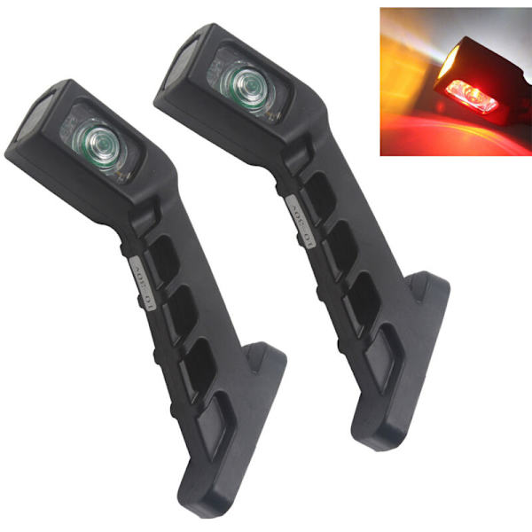 2 st 10-30V Lastbil Blinkande Signal 4 LED Sidomarkeringsljus Stoppljus Indikator Röd Vit