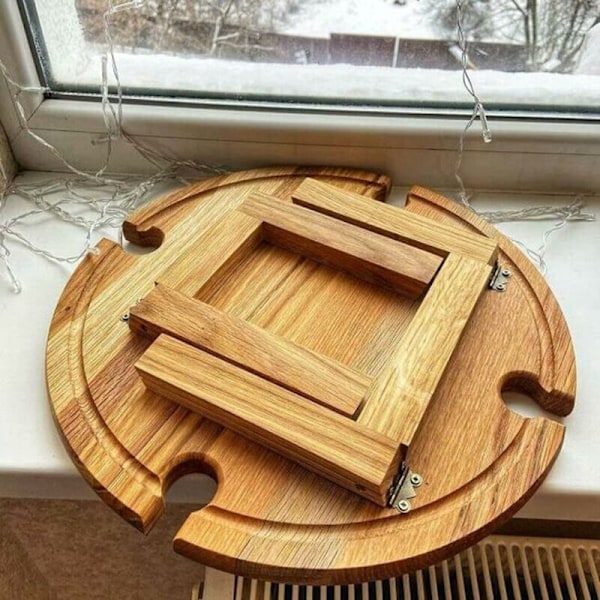 Fällbart Bärbart Picknickbord, Vikbart Lätt Campingbord 24cm Litet Träpicknickbord för Fest, Strand, Trädgård, Camping, Grill, Tra