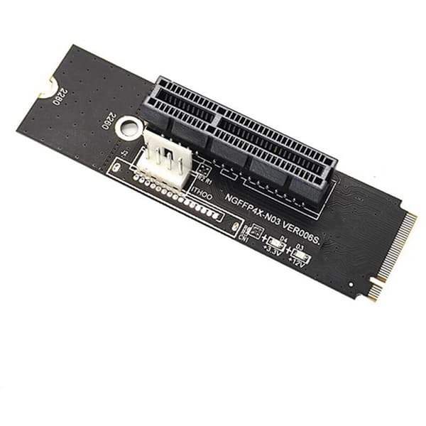 6 sett NGFF M.2 til PCI-E 4X Riser-kort M2 Key M til PCIe X4 Adapter med LED-spenningsindikator for ETH Miner Mining