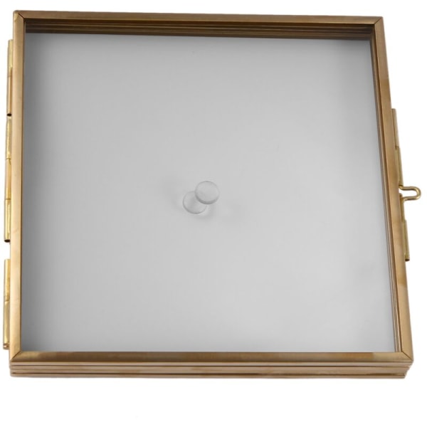 Foldet dobbeltsidet glasmetal fotoramme, prøveholder, galvaniseret guldbelagt displaystativ 132x132mm