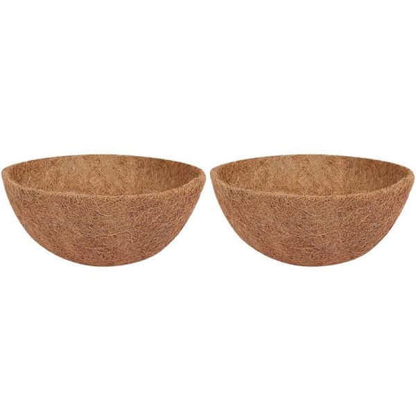 2Pcs Basket Liners 14 Inch Walnut Hanging Basket Heavy Duty Round Flower Pot Liners Replacement 100% Natural