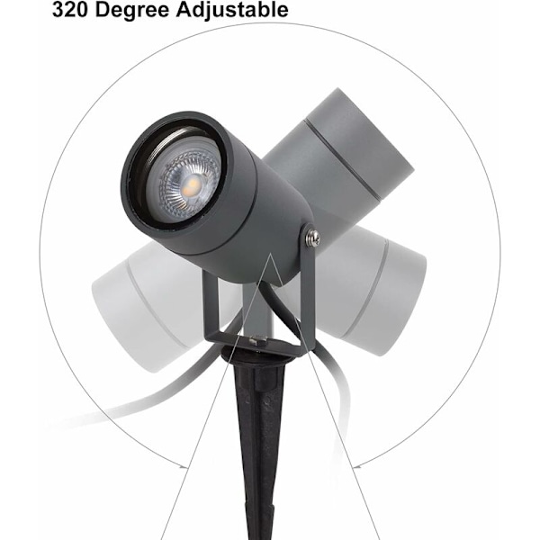 Utomhus LED-spotlight med spik, trädgårdsspotlight GU10 IP65 med förgreningsdosa Vattentät IP68 Varmvit 3000k lampa för trädgårdsgång buskar växter L