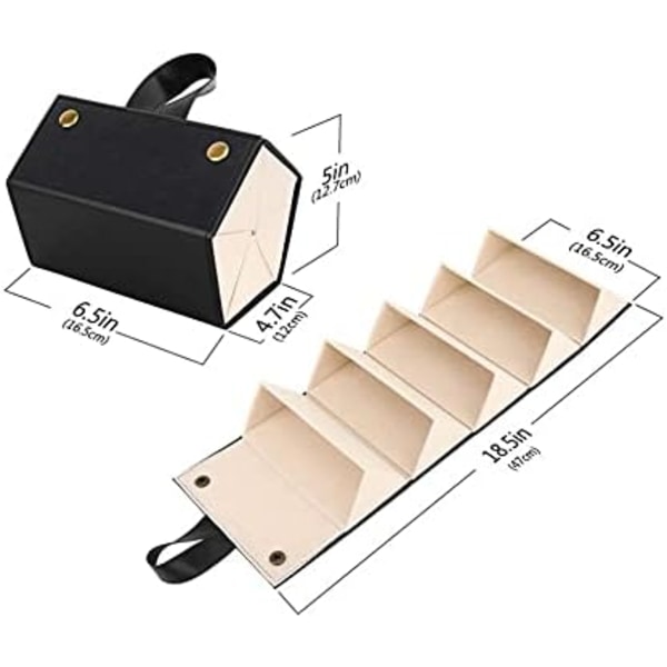 Flera solglasögon organizer - PU-läderhängande hopfällbar case , män, dam, svart, stor