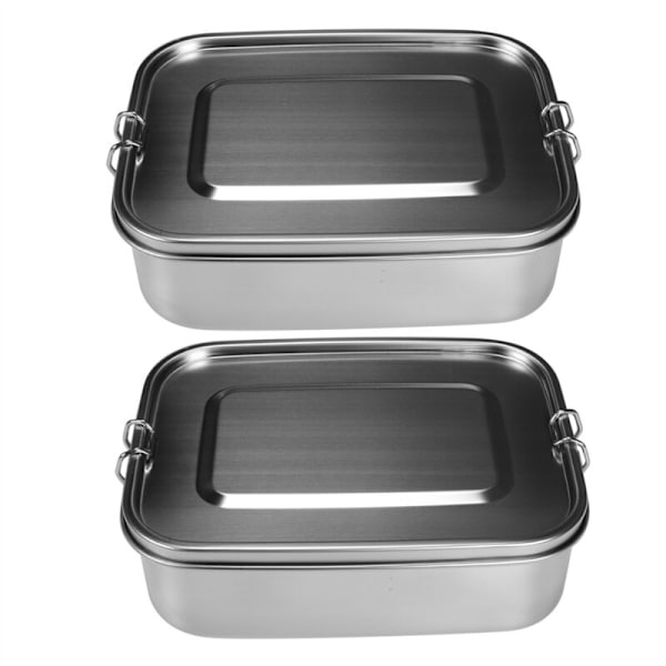 2X Rustfritt Stål Bentoboks, 3-roms Matboks med To Sider, for Mat 1400Ml for Barn og Voksne, Miljøvennlig, Oppvaskmaskinsikker
