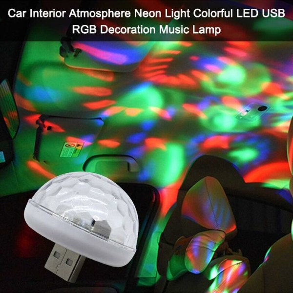 Farverig Neon Bil Indvendig Lampe USB LED RGB Musik Dekoration Lampe 1 stk-