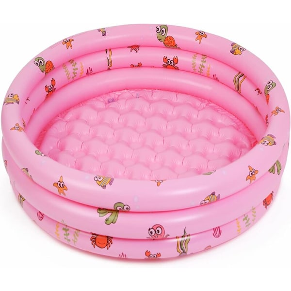 Børnepool, 100 cm Rund Oppustelig Pool Baby Pool Oppustelig Baby Pool Indendørs og Udendørs Padlepool Legetøj til Børn Piger, Pink