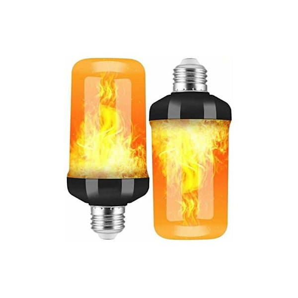 2 Pak Flamme Pære E27 LED Lyspærer 4 Tilstande med Tyngdekraftssensor Flamme Lyspære til Indendørs/Udendørs/Bar/Fester Julepynt (13865mm)