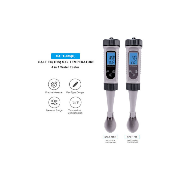 4-i-1 Digital Vattenmätare SALT TDS SG Temp Meter Hög Precision Vattenkvalitetstest Mätutrustning för Dricksvatten Pool Akvarium Hydroponics (