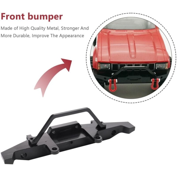 Metallstøtfanger for C14 C24 C24-1 1/16 Fjernkontrollbil Truck og Crawler Oppgraderingsdeler Tilbehør, Svart