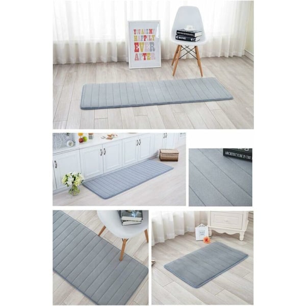 Badeværelsestæppe skridsikkert memory foam bademåtte til badeværelse, mikrofiber (grå, 40 x 120 cm) -