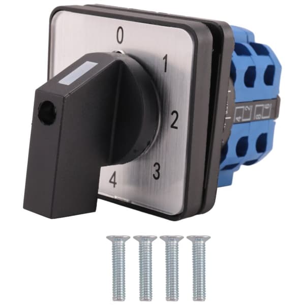 Master Control Rotary Cam Changeover Switch 8 Terminaler 5 Posisjoner 20A Svart + Blå