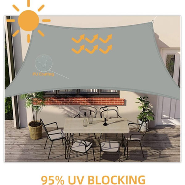 Vandtæt Skygge 3x3m, Rektangulær Skyggedug UV Beskyttelse til Udendørs Have Terrasse Balkon
