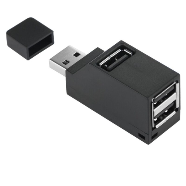 2 stk. Serie 3 Port USB Hub Mini USB3.0 Høj Hub Distributionsboks til PC Bærbar U Disk Mobil Kortlæser